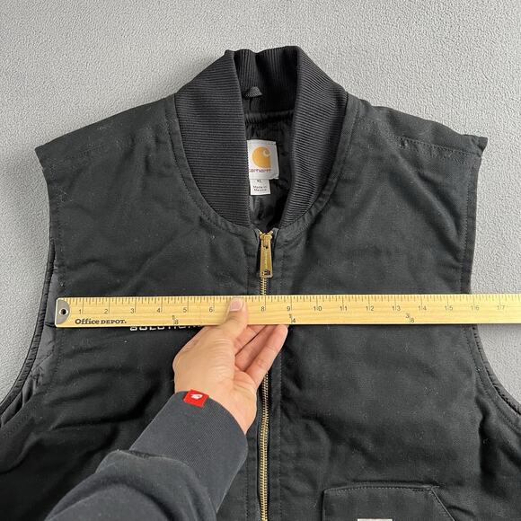 Carhartt Vest Mens XL Black Quilt Lined Grunge Full Zip Outdoor Workwear - Picture 8 of 10